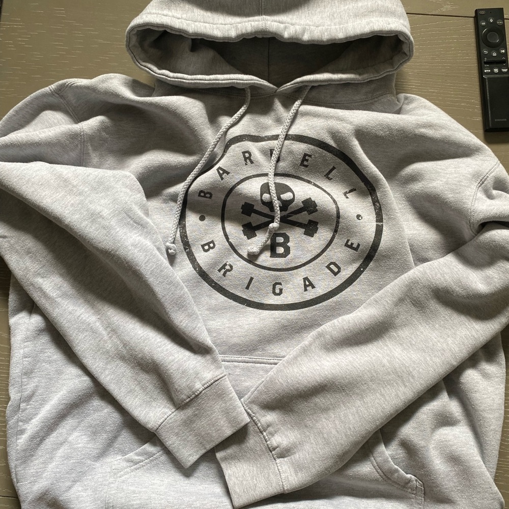 BARBELL BRIGADE GREY HOODIE SZ LARGE
